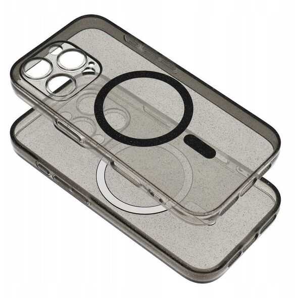 Θήκη CLEAR MAG COVER με προστασία κάμερας συμβατή με MagSafe για IPHONE 15 Pro Max black glitter