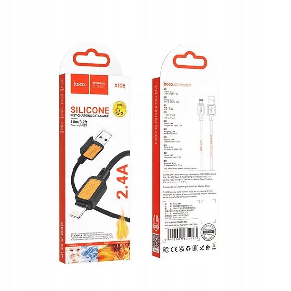Καλώδιο USB A σε Lightning HOCO 2,4A 1 m X108 μαύρο