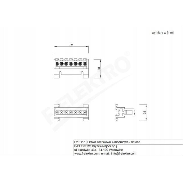 Προστατευτική λωρίδα F-ELEKTRO F2.0115 7-mod. χαμηλή 7x16mm2 πράσινο