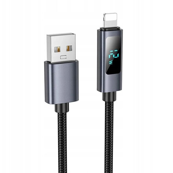 Καλώδιο USB A do Lightning HOCO 2,4A με οθόνη 1 m X112 μαύρο