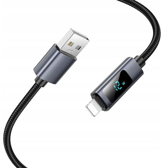 Καλώδιο USB A do Lightning HOCO 2,4A με οθόνη 1 m X112 μαύρο