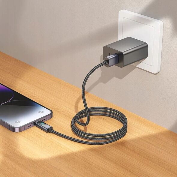 Καλώδιο USB A do Lightning HOCO 2,4A με οθόνη 1 m X112 μαύρο