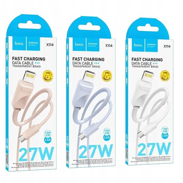 Καλώδιο USB C σε Lightning HOCO PD 27W 1 m X114 ροζ