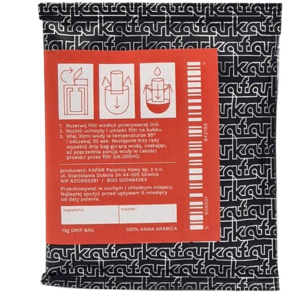 Kafar - καφές σε φακελάκια Dripbag AFRYKA Φίλτρο - 1 φακελάκι 12 g