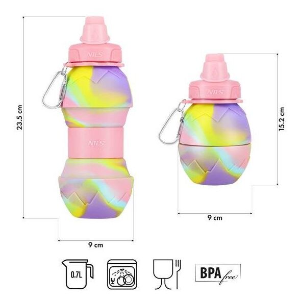 Πτυσσόμενο μπουκάλι σιλικόνης NC4102 700ML ΡΟΖ Nils