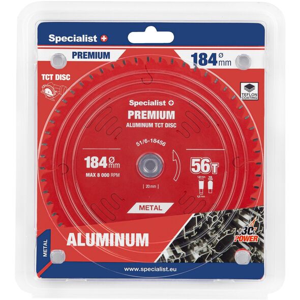 Δίσκος κοπής 184x56Tx20/16mm, Αλουμίνιο PREMIUM, SPECIALIST+