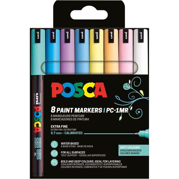 POSCA 442258 Μαρκαδόρος UNI PC-1MR Σετ 8 τεμαχίων Soft Col