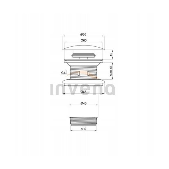 Invena ορειχάλκινο πώμα click-clack, μαύρο SC-B1-174-V