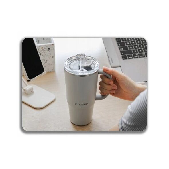 Θερμική κούπα BUYDEEM με καλαμάκι 700 ml, μοντέλο DS57, χρώμα Oat White
