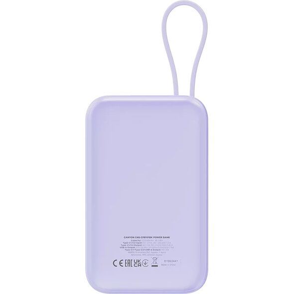 CANYON power bank OnPower 101 με καλώδιο 10000 mAh PD22.5W Μωβ