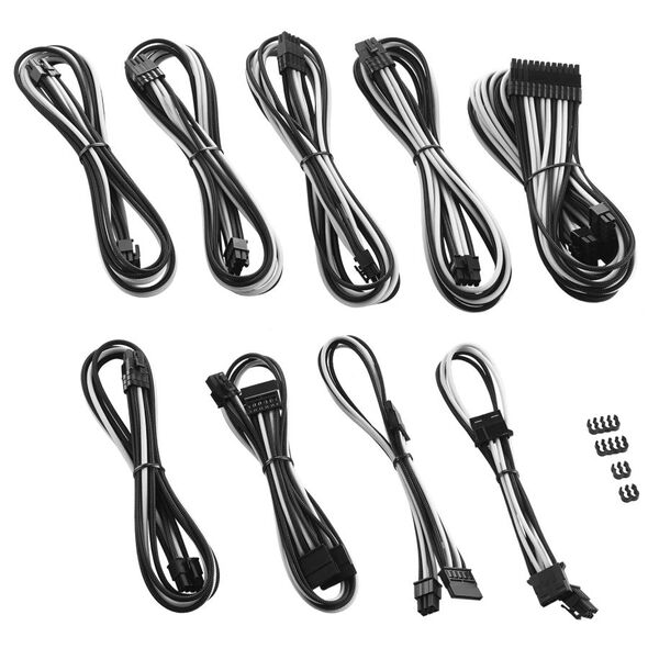 CableMod Zestaw kabli, Czarno-biały (CM-PCSR-FKIT-NKKW-R)