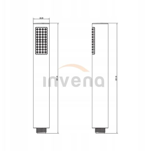 Invena κεφαλή ντους 1f Siros, μαύρο AS-80-004-M
