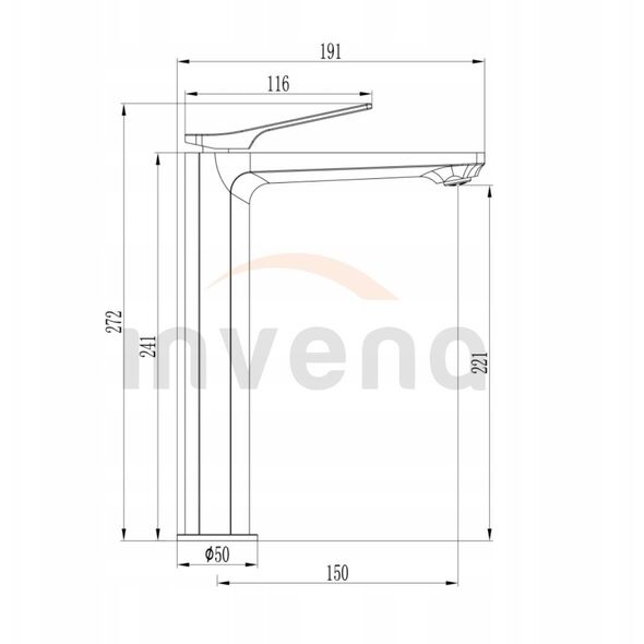 Invena ψηλή μπαταρία νιπτήρα Neri, μαύρο BU-01-W04-L