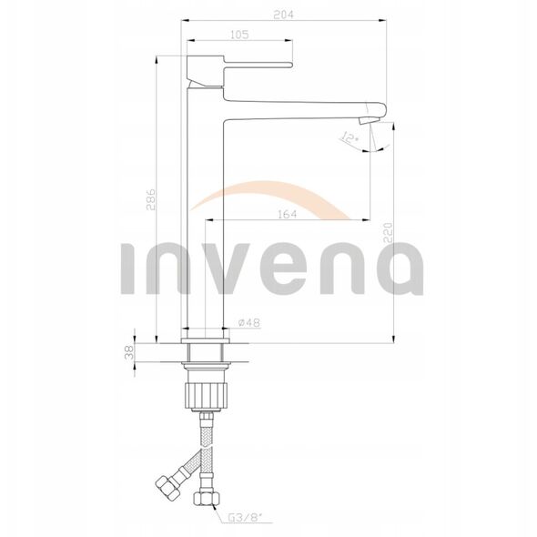 Invena ψηλή μπαταρία νιπτήρα Neri, μαύρο BU-01-W04-L