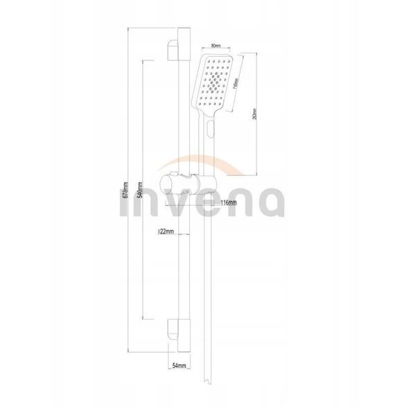 Σετ ντους Invena σε ράβδο Midnight, μαύρο/rose gold AU-35-014-S