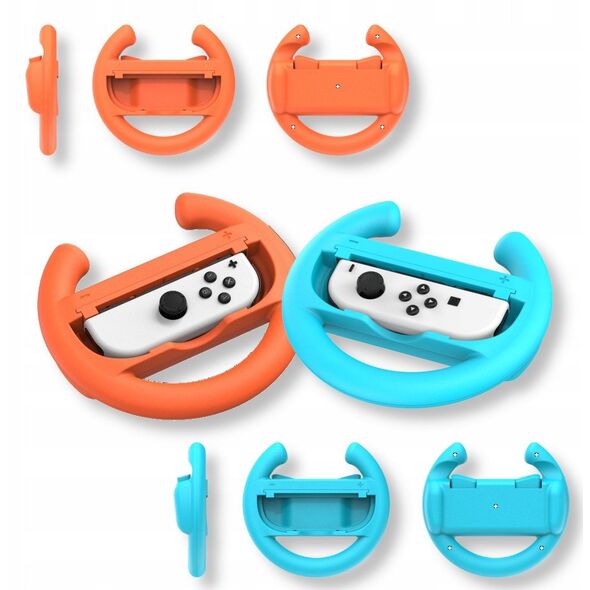 YAXO Σετ Τιμονιών για Joy-Con WHEELS SET για NS/NS2 Inferno Orange&Hydro Blue