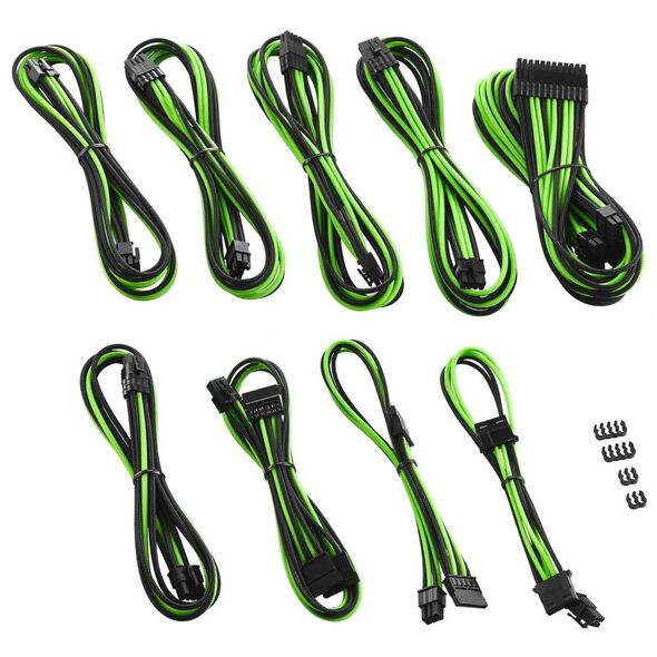 CableMod Zestaw kabli, Czarno-zielony (CM-PCSR-FKIT-NKKLG-R)
