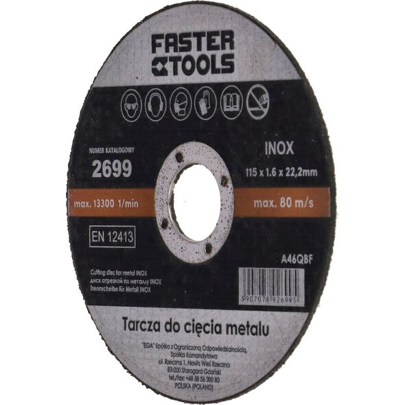 Faster Tools FASTER TOOLS Tarcza do cięcia metalu INOX 125 x 1,0 one size