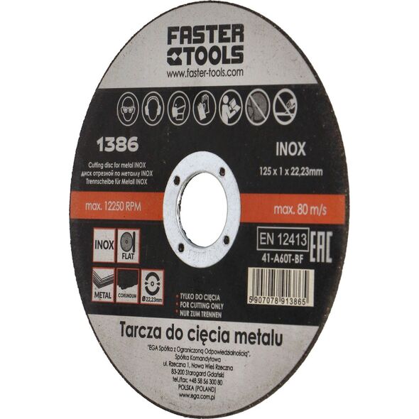 Faster Tools FASTER TOOLS Tarcza do cięcia metalu INOX 125 x 1,0 one size