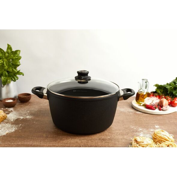 Σουπιέρα με καπάκι 28 cm 8L, επαγωγή Μαύρο Swiss Diamond