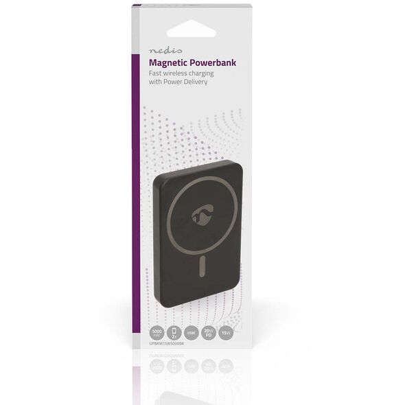 NEDIS Powerbank 5000mAh für kabelloses Laden, schwarz