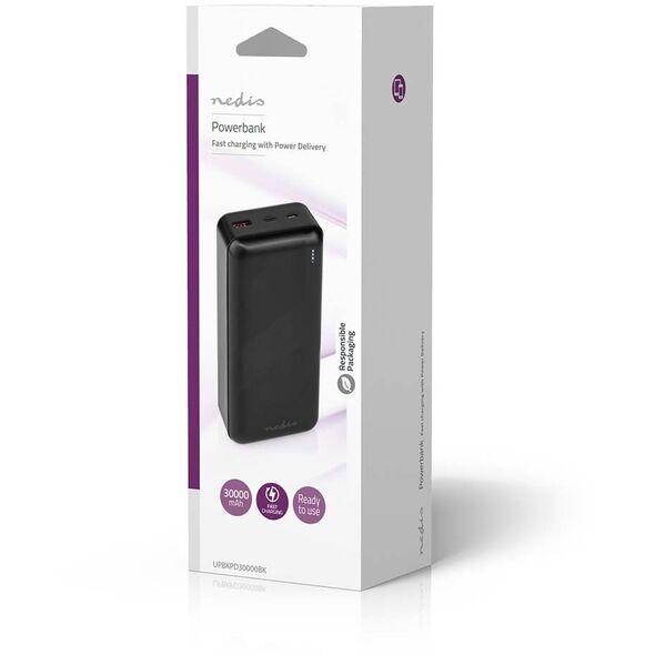 NEDIS Powerbank 30000mAh, schwarz