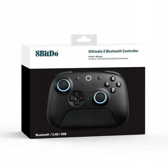 8BitDo Ultimate 2 Wireless BT game controller, PC/Switch, black