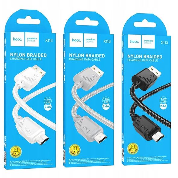 Καλώδιο USB A σε Micro USB HOCO 2,4A 1 m X113 γκρι