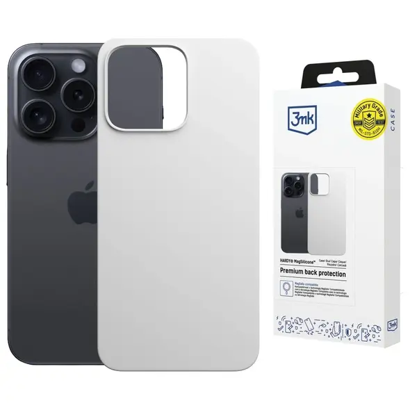 Etui 3MK Hardy MagSilicone do Apple iPhone 15 Pro Max srebrny