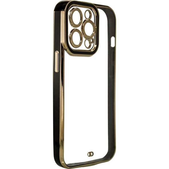Hurtel Fashion Case etui do iPhone 13 Pro Max żelowy pokrowiec ze złotą ramką czarny