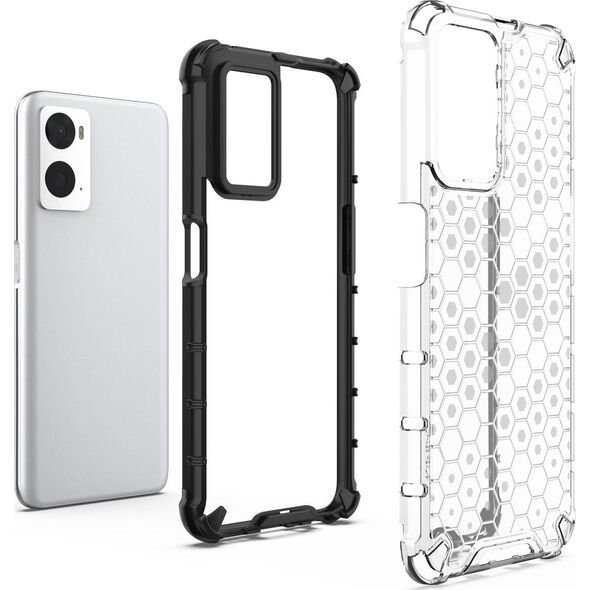Hurtel Honeycomb etui pancerny pokrowiec z żelową ramką Oppo A76 / Oppo A36 / Realme 9i przezroczysty