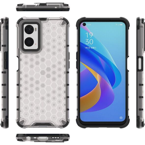 Hurtel Honeycomb etui pancerny pokrowiec z żelową ramką Oppo A76 / Oppo A36 / Realme 9i przezroczysty