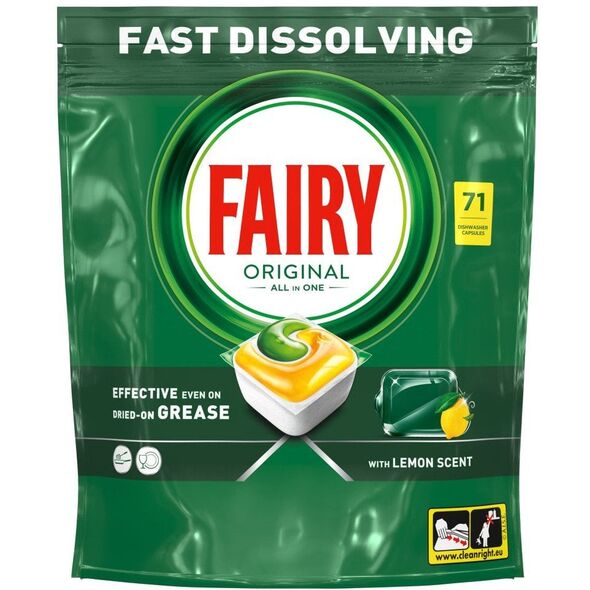 Fairy Original All in One ταμπλέτες πλυντηρίου πιάτων Λεμόνι, 71 τεμ