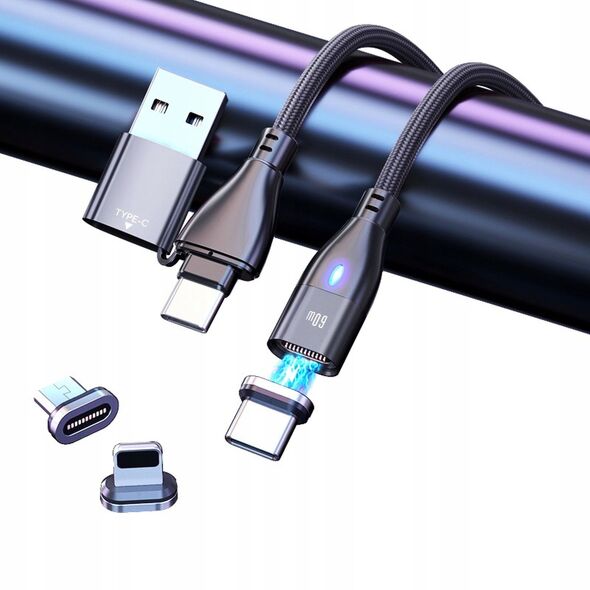 Μαγνητικό καλώδιο USB C USB-C Lightning micro-USB 3 σε 2 γρήγορη φόρτιση | 3m