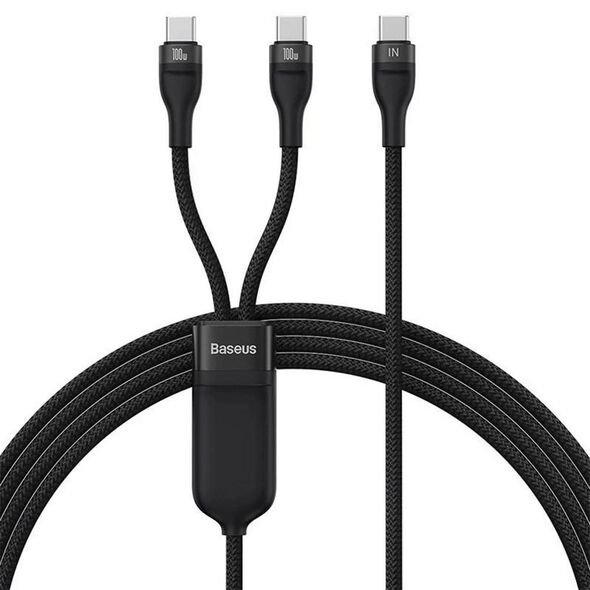Baseus Καλώδιο USB 2σε1 Flash Series USB-C σε USB-C 100W, 1.5m Μαύρο (CASS060001) (BASCASS060001) έως 12 άτοκες Δόσεις