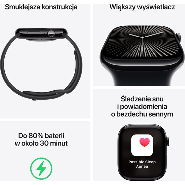 Apple Watch Series 10 (GPS) 42mm Ροζ Χρυσό Αλουμινένια Θήκη με Δαμασκηνί Αθλητικό Λουράκι (MWWK3)
