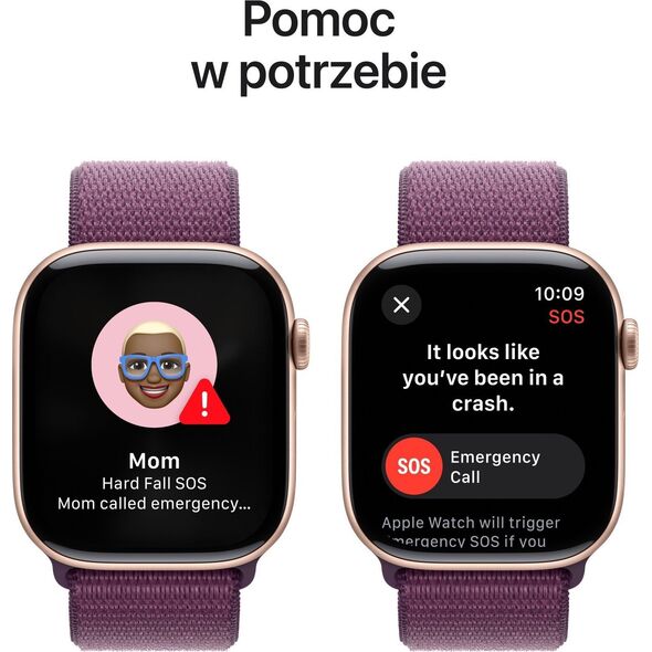 Apple Watch Series 10 (GPS) 42mm Ροζ Χρυσό Αλουμινένια Θήκη με Δαμασκηνί Αθλητικό Λουράκι (MWWK3)