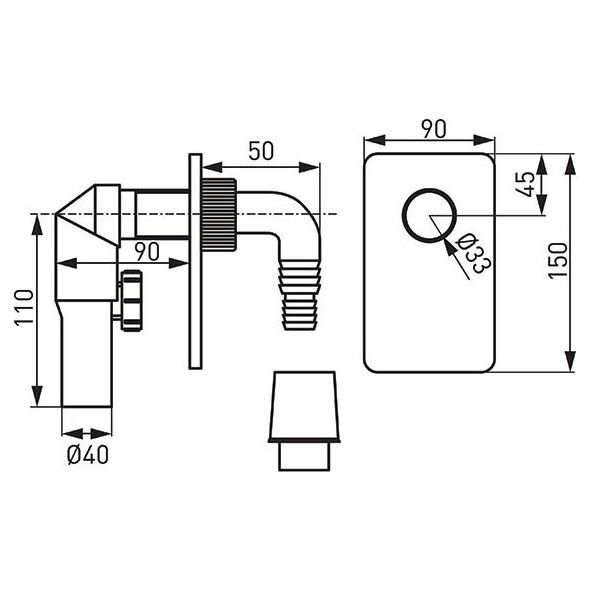 Syfon Ferro podtynkowy DN40 chrom (460.0)