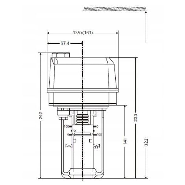 Κινητήρας βαλβίδας 220 VAC, διαδρομή 20 mm, 600 N, χρόνος 60 sP1