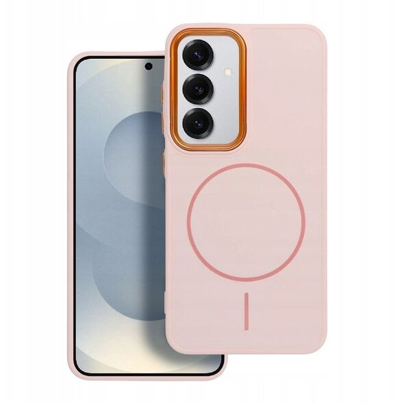 Θήκη FRAME MAG COVER συμβατή με MagSafe για SAMSUNG A55 ροζ πούδρας