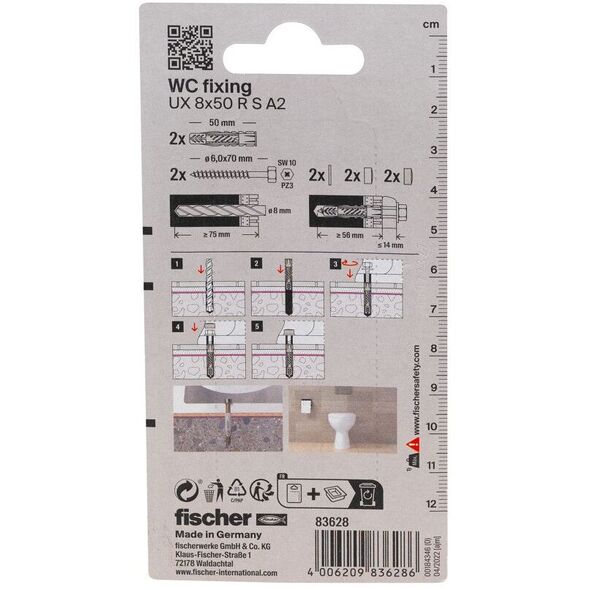 Στερέωση WC UX 8 x 50 mm, 2 τεμ.