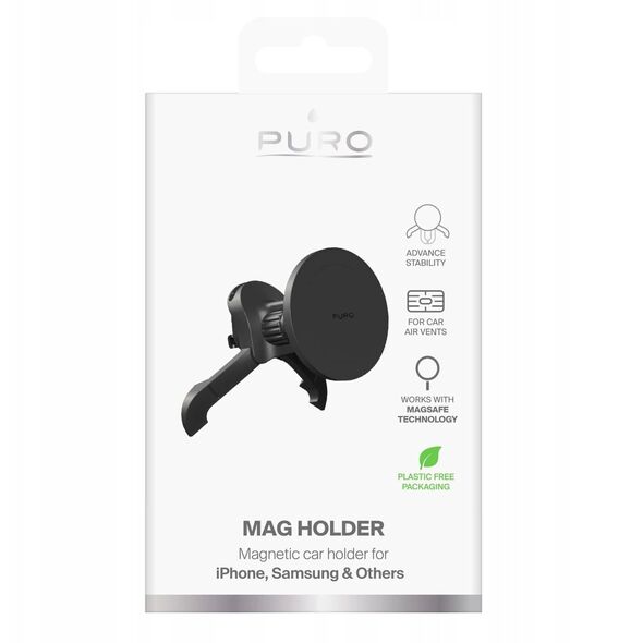 Ρυθμιζόμενη βάση αυτοκινήτου Puro, συμβατή με MagSafe - μαύρο