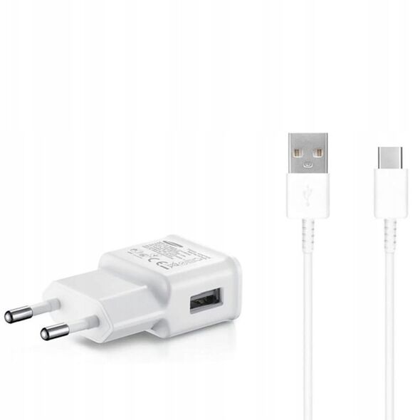 Φορτιστής τοίχου SAMSUNG EP-TA200EWE USB-A 15W με καλώδιο EP-DR140AWE USB-A - USB-C (OOB Bulk - εναλλακτική συσκευασία) - λευκός