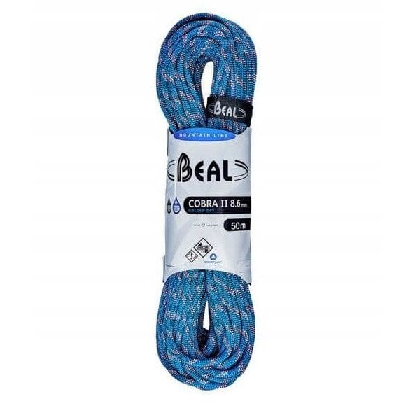 Σχοινί αναρρίχησης BEAL cobra unicore 8.6mm 50m golden dry-blue