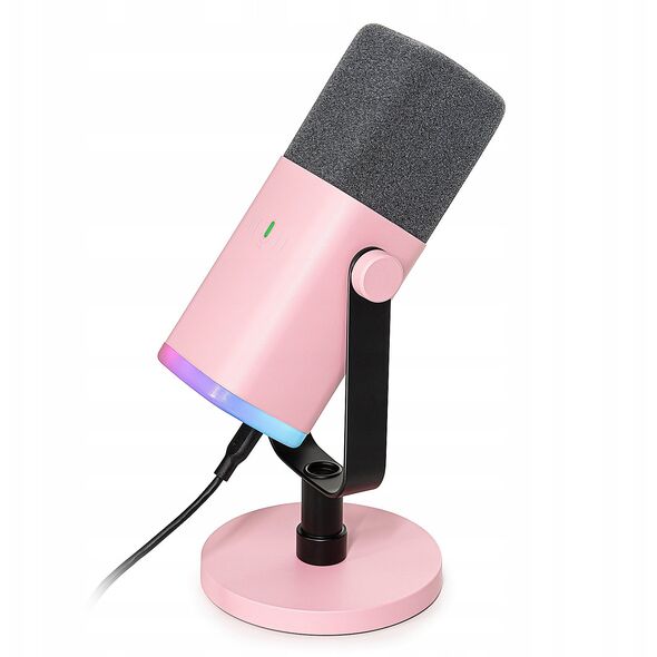 Δυναμικό στούντιο μικρόφωνο Fifine AM8P AMPLIGAME USB/XLR RGB ροζ PnP