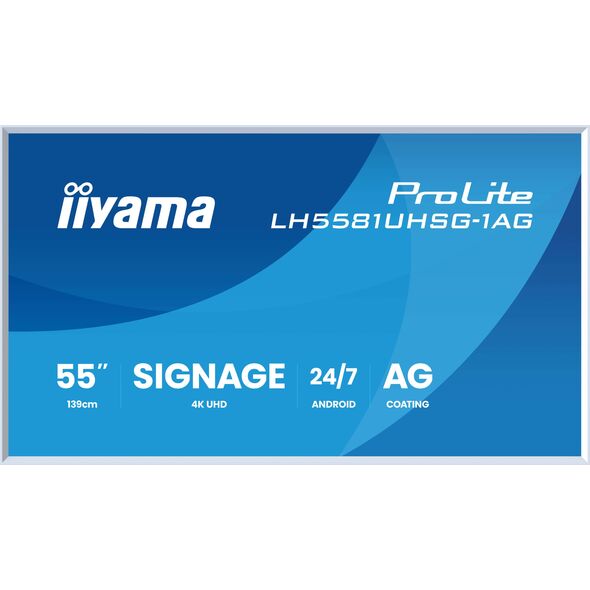IIYAMA LH6581UHSG-1AG 165,1εκ 65Ίντσες Gallery Line αφαιρούμενο πλαίσιο 3840x2160 UHD VA ELED 2xHDMI 1xUSB-C 2xUSB 2.0 Android 14