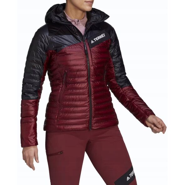 Γυναικείο μπουφάν adidas TERREX Techrock Year-Round Down Hooded Jkt - κόκκινο/μαύρο