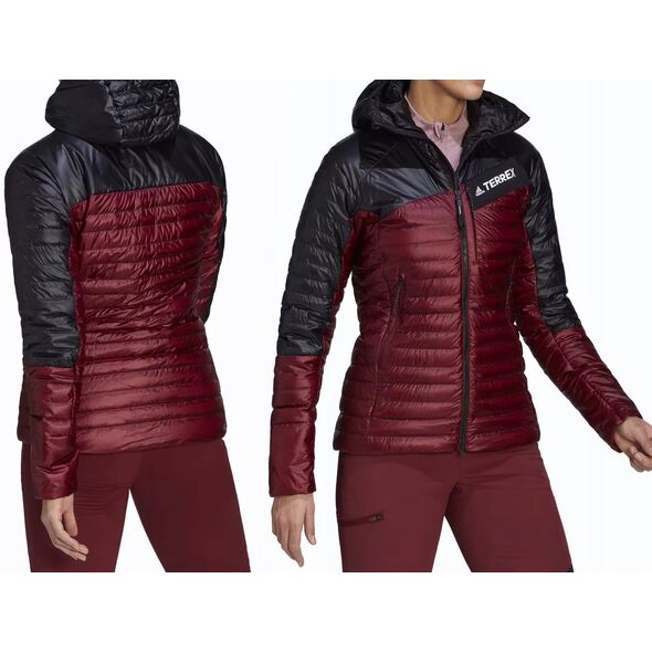 Γυναικείο μπουφάν adidas TERREX Techrock Year-Round Down Hooded Jkt - κόκκινο/μαύρο