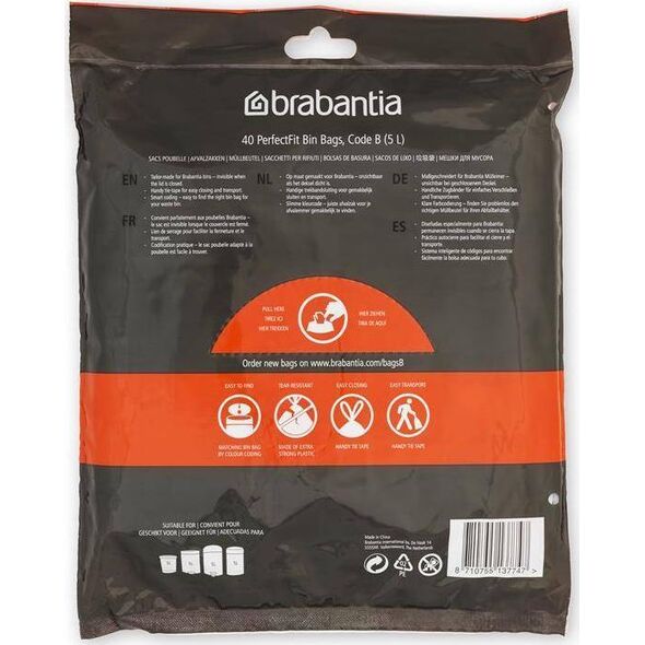 Brabantia Worki na śmieci PerfectFit rozmiar B 5L 40szt 137747