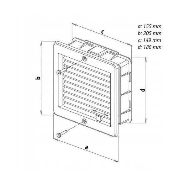 Πλαστική γρίλια εξαερισμού VM150200, 150 x 200 mm, με κάλυμμα